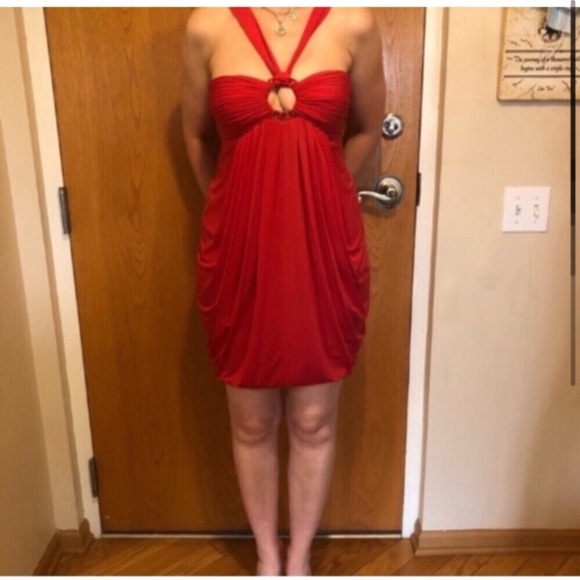 BCBGMaxAzria coral cut out bling sleeveless dress Sz S EUC - Picture 2 of 15